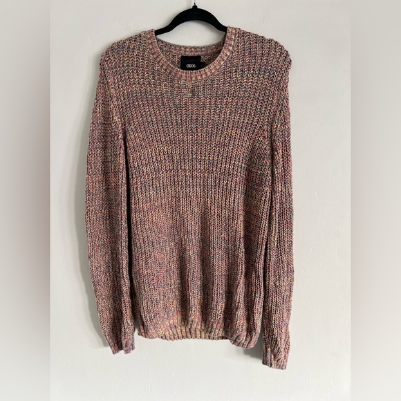 ASOS Multicolor Knit Crewneck Pullover Oversized Sweater Sz Small - Picture 1 of 8